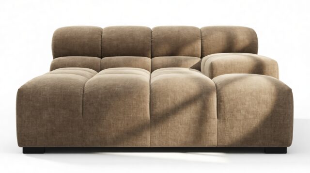 The Tufty – Cappuccino Brown Chenille, Deep Large Armrest (Right)