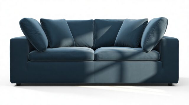 The Ciel – Prussian Blue Luxe Velvet, Two Seater Sofa