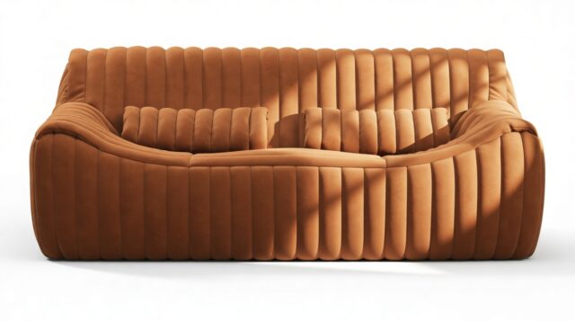 The Sandra – Burnt Orange Vegan Suede, Two Seater Sofa