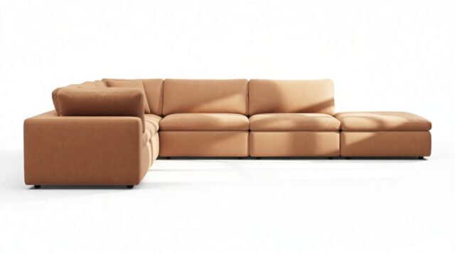 The Ciel – Tan Vegan Leather, Sectional (Left Corner)
