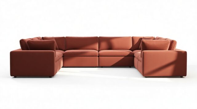 The Ciel – Cinnamon Velvet, Sectional (Eight Seater)