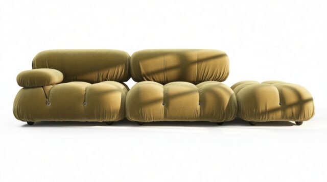 The Bellini – Olive Gold Velvet, Open End Sofa (Right)