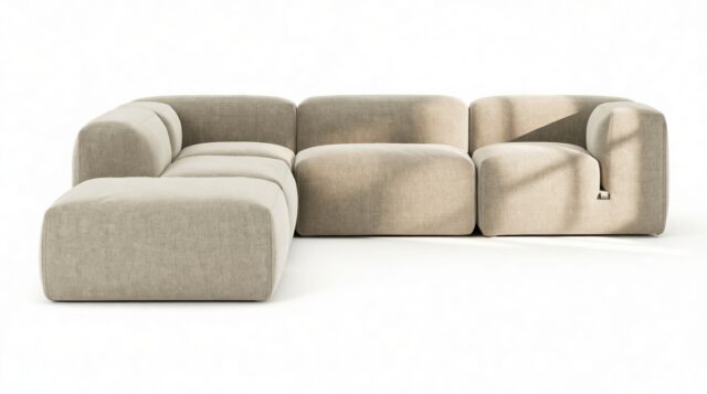 The Le Mura – Beige Gray Chenille, Left Corner