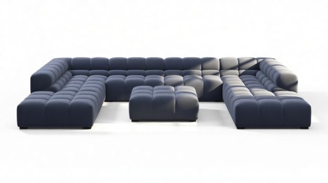The Tufty – Royal Blue Wool, U Shape – Sectional