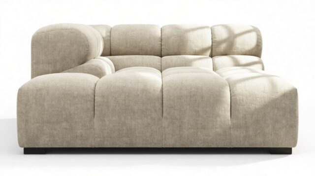 The Tufty – Beige Gray Chenille, Deep Corner Half (Left)