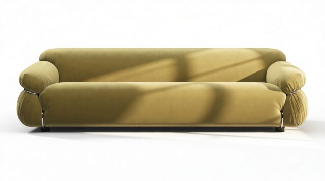 The Sesann – Olive Gold Velvet, Three Seater Sofa