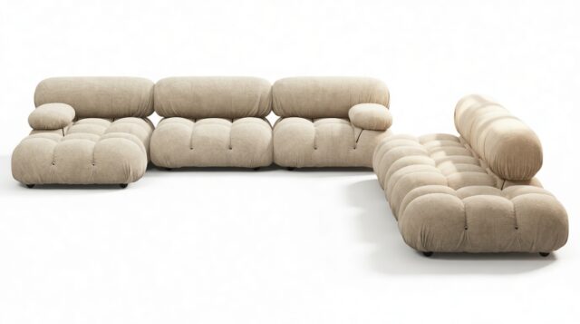 The Bellini – Beige Gray Chenille, Sectional (Large Right Corner)