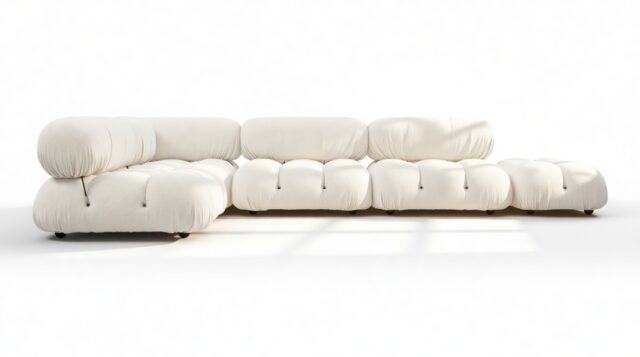 The Bellini – White Boucle, Sectional (Left Corner)