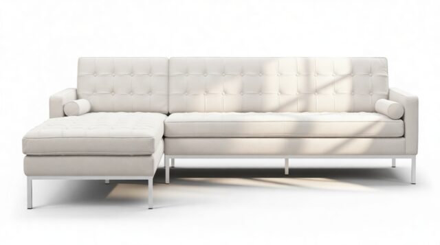 The Florence – Snow White Wool, Three Seater Sofa