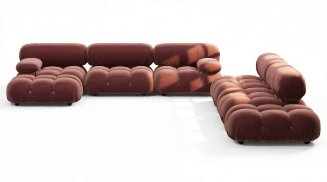 The Bellini – Maroon Velvet, Sectional (Large Right Corner)