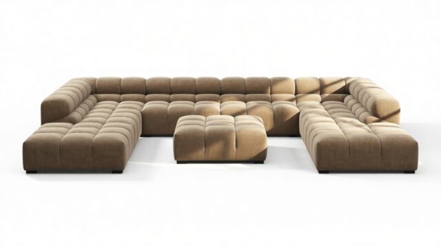 The Tufty – Cappuccino Brown Chenille, U Shape – Sectional