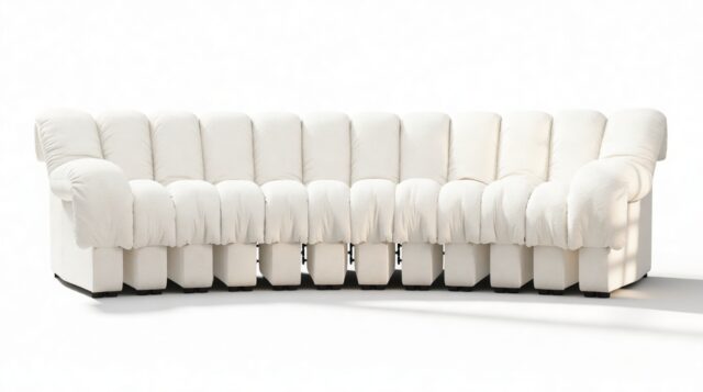 The DS 600 – White Boucle, Three Seater Sofa