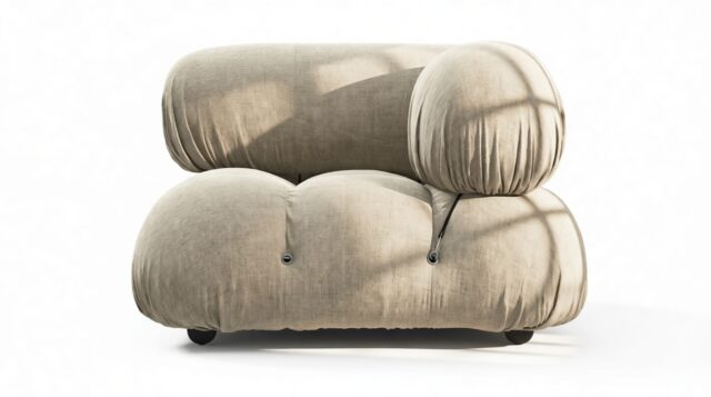 The Bellini – Beige Gray Chenille, Right Corner