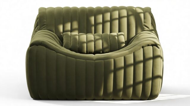 The Sandra – Olive Green Velvet, Lounge Chair