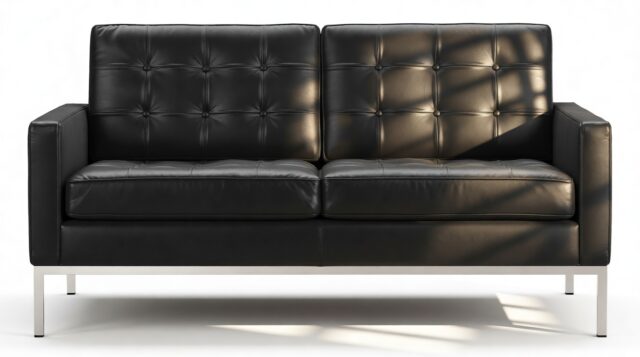 The Florence – Midnight Black Premium Leather, Two Seater
