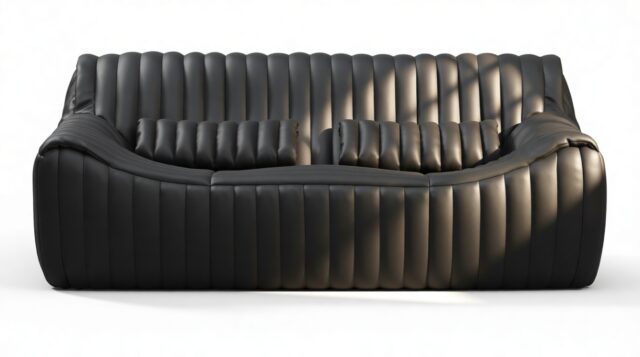 The Sandra – Black Vegan Leather, Two Seater Sofa