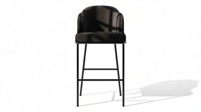 The Baruch – Black Velvet with Black Legs, Bar Stool