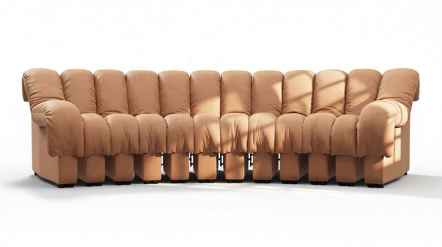The DS 600 – Tan Vegan Leather, Three Seater Sofa