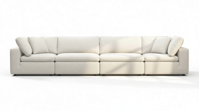 The Ciel – Oatmeal Brushed Weave, Four Seater Sofa
