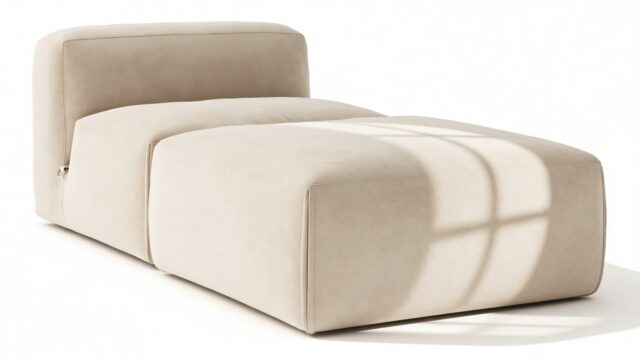 The Le Mura – Eggshell Vegan Suede, Chaise Lounge