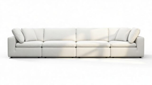 The Ciel – White Linen, Four Seater Sofa
