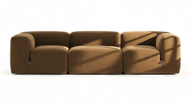 The Le Mura – Brown Vegan Suede, Three Seater Sofa