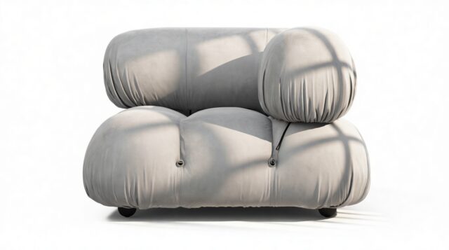 The Bellini – Light Gray Velvet, Right Corner