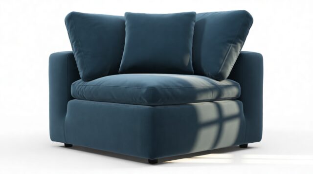 The Ciel – Prussian Blue Luxe Velvet, Corner Module