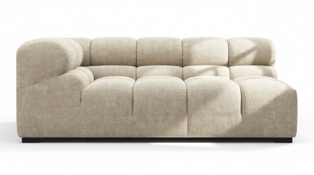 The Tufty – Beige Gray Chenille, Extra Large Corner (Left)