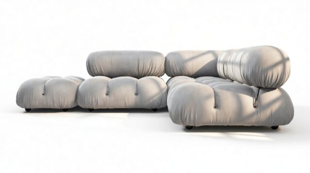 The Bellini – Light Gray Velvet, Sectional (Small Right Corner)