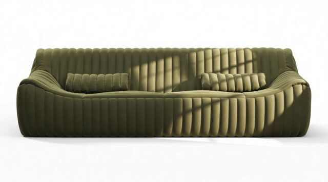 The Sandra – Olive Green Velvet, Three Seater Sofa