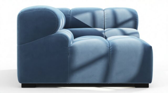 The Tufty – Aegean Blue Velvet, Corner (Left)