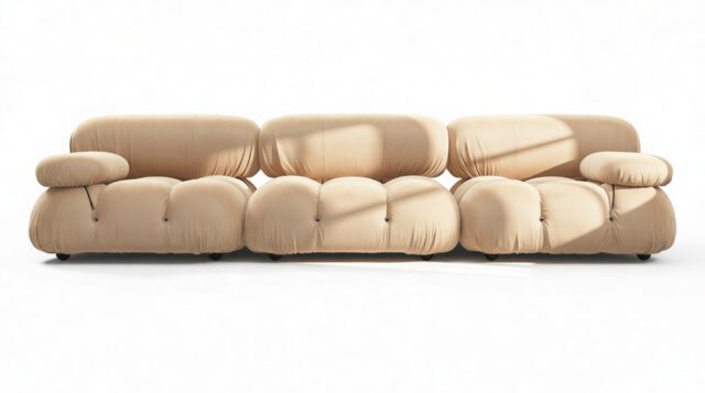 The Bellini – Ecru Velvet, Three Seater Sofa