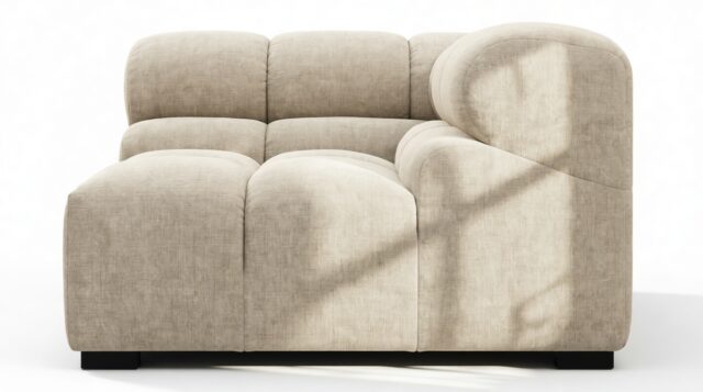 The Tufty – Beige Gray Chenille, Corner (Right)