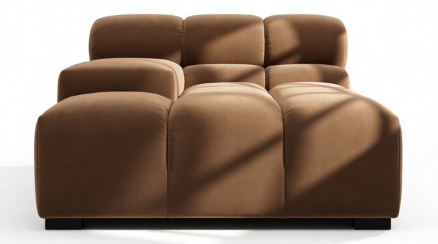 The Tufty – Mocha Velvet, Deep Armrest (Left)