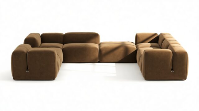 The Le Mura – Brown Vegan Suede, Eight Seater (Right)
