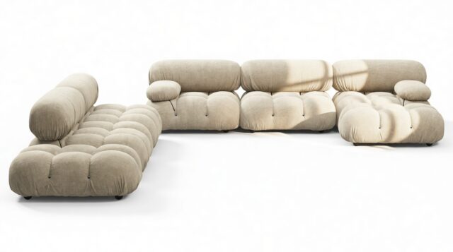 The Bellini – Beige Gray Chenille, Sectional (Large Left Corner)