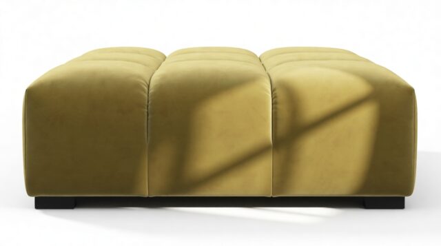 The Tufty – Olive Gold Velvet, Ottoman