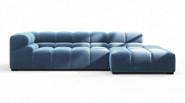 The Tufty – Aegean Blue Velvet, Small L (Right) – Sectional