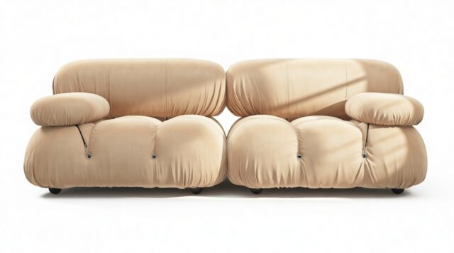 The Bellini – Ecru Velvet, Two Seater Sofa