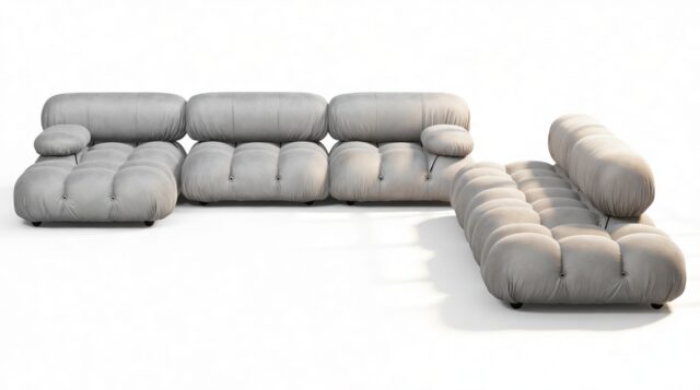 The Bellini – Light Gray Velvet, Sectional (Large Right Corner)