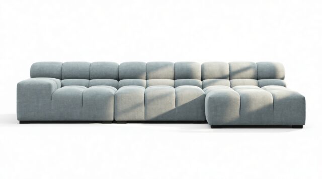 The Tufty – Cerulean Chenille, Small Chaise (Right) – Sectional