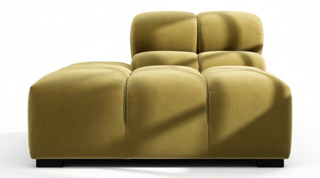 The Tufty – Olive Gold Velvet, End Armless (Left)