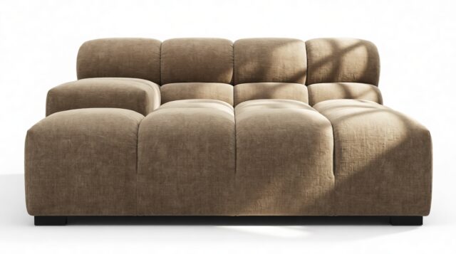 The Tufty – Cappuccino Brown Chenille, Deep Large Armrest (Left)