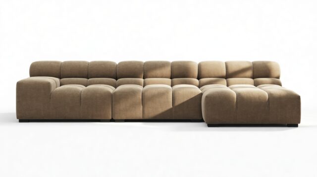 The Tufty – Cappuccino Brown Chenille, Small Chaise (Right) – Sectional
