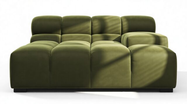 The Tufty – Thyme Luxe Velvet, Deep Large Armrest (Right)