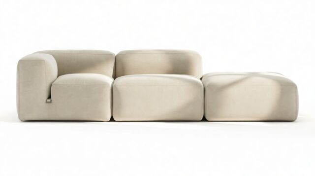 The Le Mura – Eggshell Vegan Suede, Open End Sofa (Right)