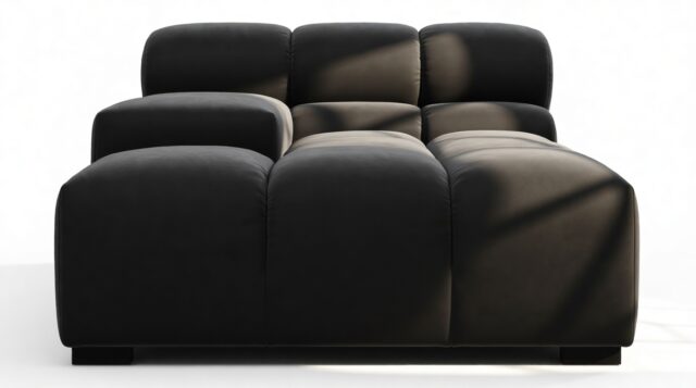 The Tufty – Black Velvet, Deep Armrest (Left)