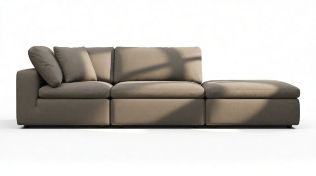The Ciel – Coffee Brushed Weave, Open End Sofa (Right)