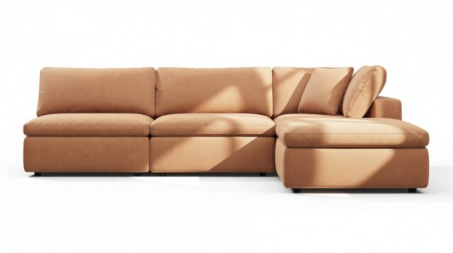 The Ciel – Tan Vegan Leather, Sectional (Right Chaise)
